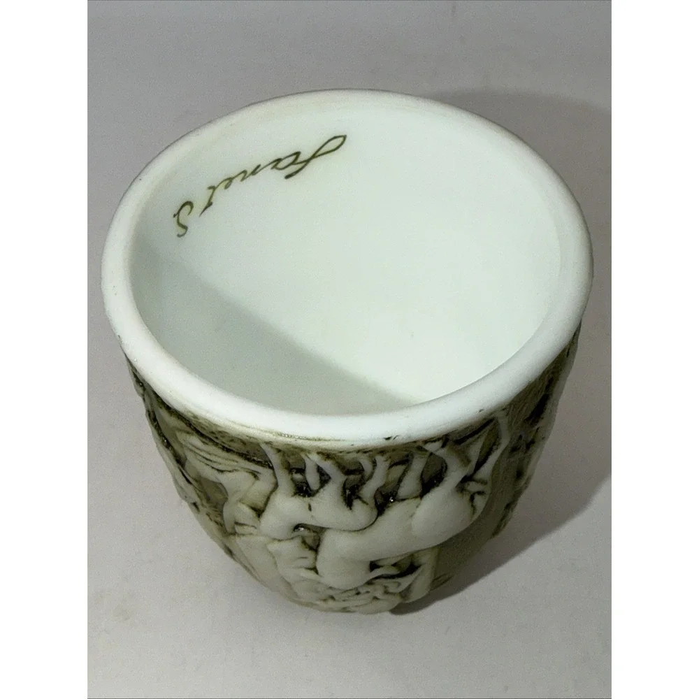 Fenton Nativity Scene Fairy Lamp SIGNED Relief Green White Free Ship 4.75